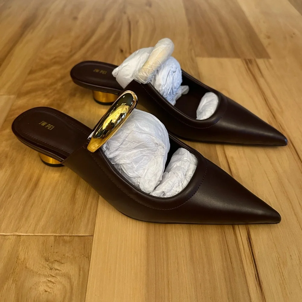 JW PEI | Shoes | Jw Pei Helena Pierced Mules Claret Red 75 | Poshmark